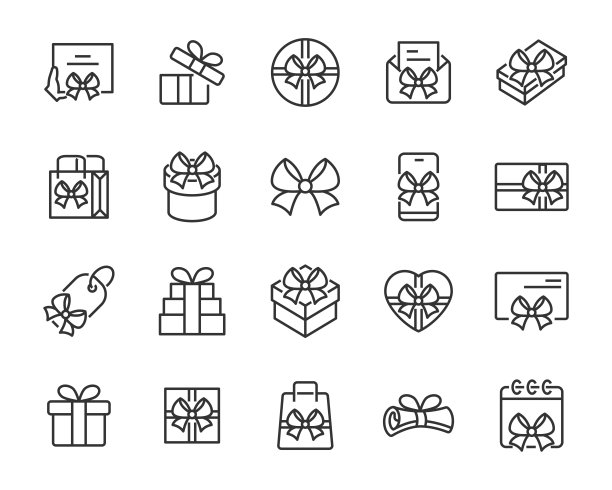 礼品图标集：生日礼品、圣诞礼品、情人节礼品、促销图片下载