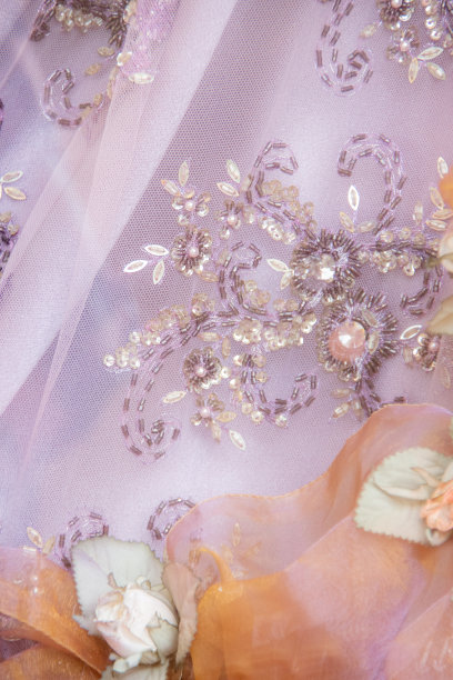 纺织花边背景-接近的服装蕾丝晚礼服或婚礼新娘图片下载