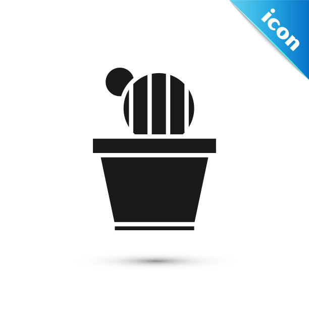 黑色仙人掌和多汁的盆图标孤立在白色背景。盆栽植物。盆栽植物标志。矢量图图片下载