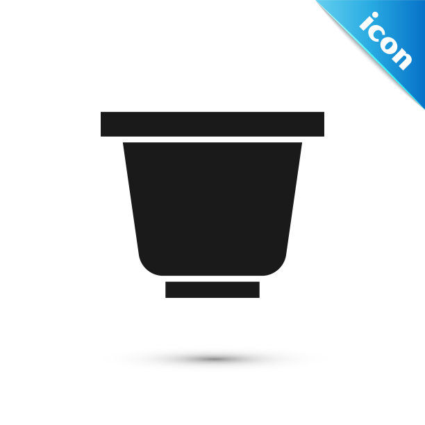 黑色花盆图标孤立在白色背景。矢量图图片下载