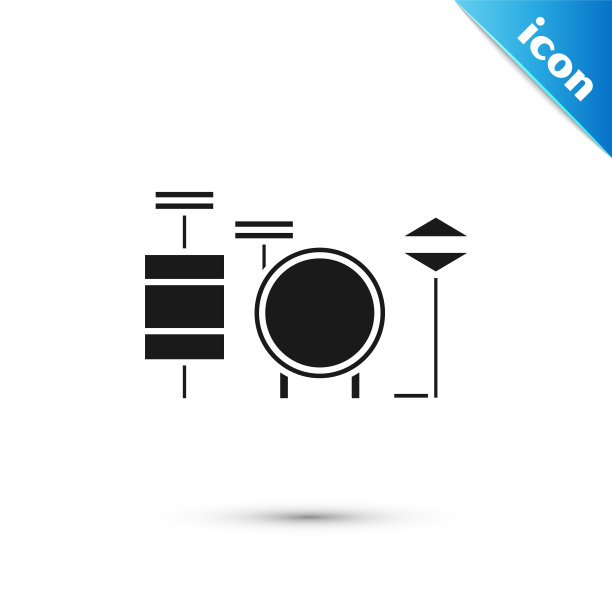 黑鼓图标孤立的白色背景。音乐符号。乐器的象征。矢量图图片下载