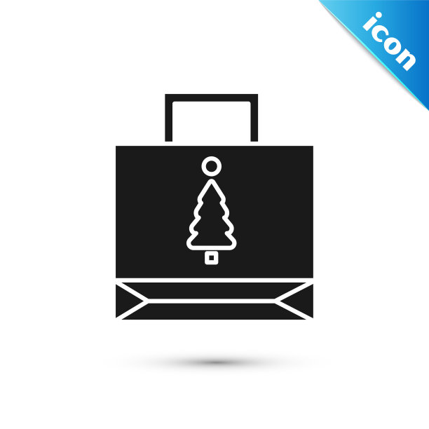 黑色圣诞纸购物袋图标图片下载