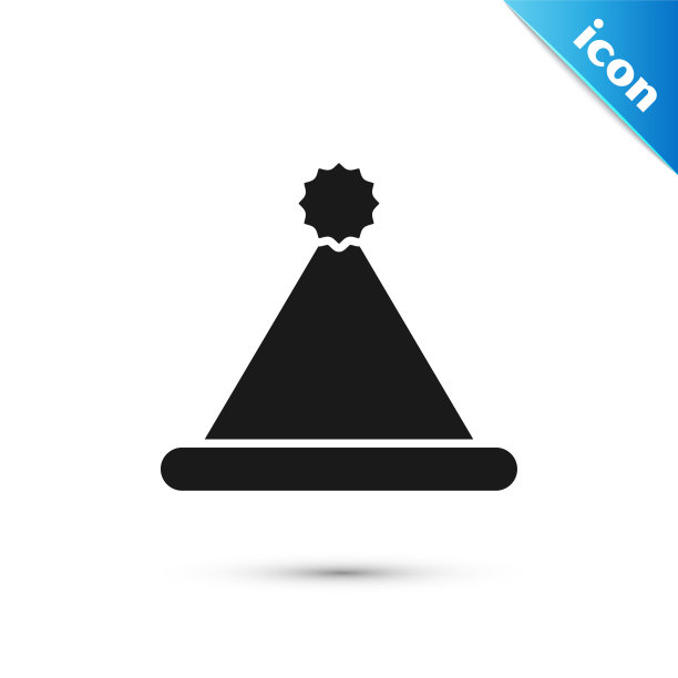 黑色圣诞老人帽图标白色背景矢量图图片下载