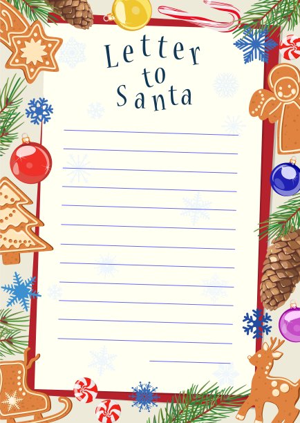 给圣诞老人的新年贺卡。矢量图图片下载