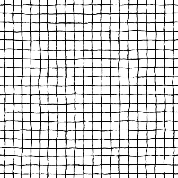 手绘格子无缝图案，凌乱的条纹点缀不尽。股票矢量插图。素材图片