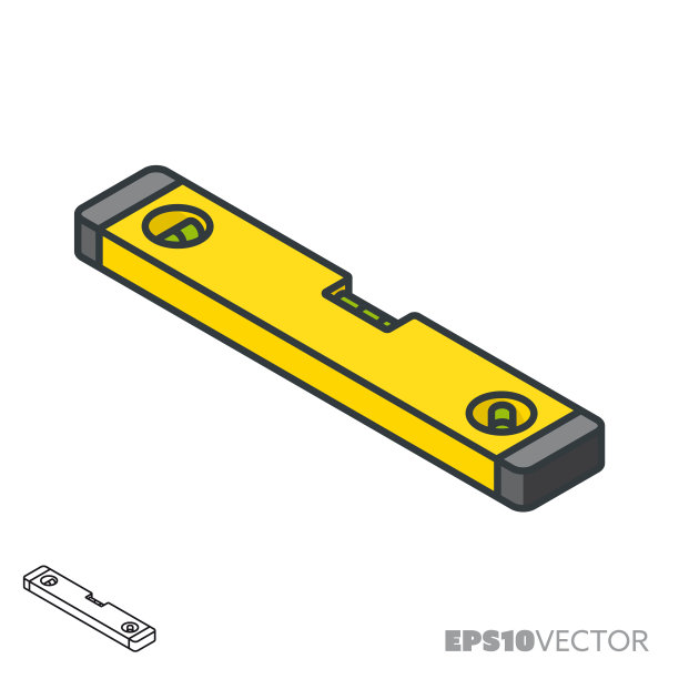 精神水平等距矢量图标，轮廓和填充符号图片下载