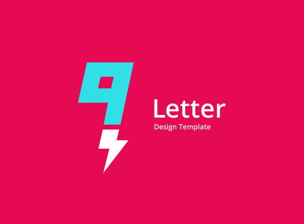 字母Q或数字9与闪电标志图标设计图片下载