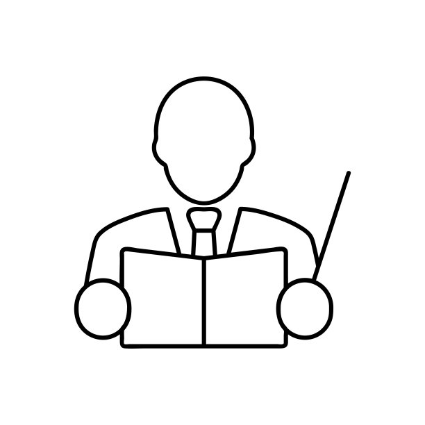 男人阅读书籍图标细线为网页和移动，现代简约的平面设计。老师的象征。矢量插图上的白色背景。图片下载