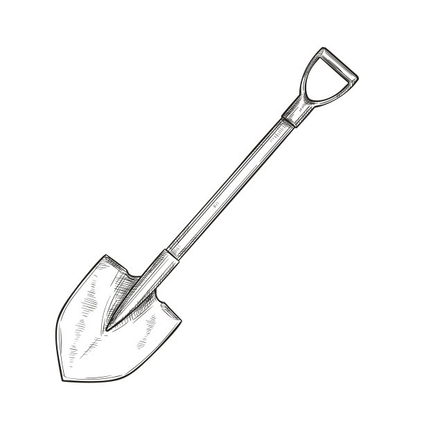 园铲图标，素描风格。图片下载