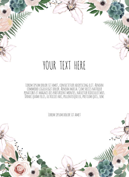 鲜花贺卡与盛开的兰花和花园鲜花图片下载