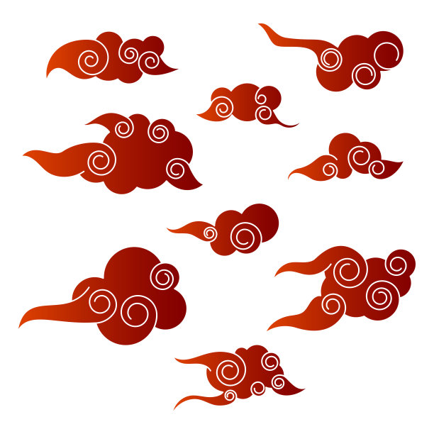 中国的云彩。传统的亚洲天气装饰符号。矢量图像。素材图片