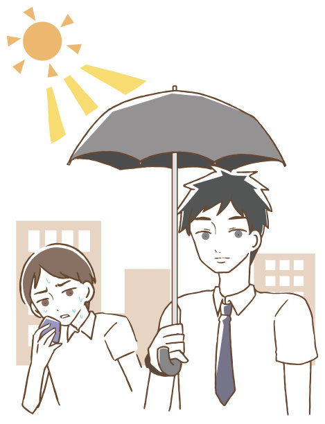 中年男子撑着阳伞图片下载