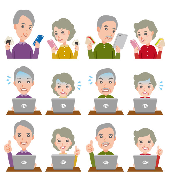 夫妻面部表情插画:老夫妻图片下载