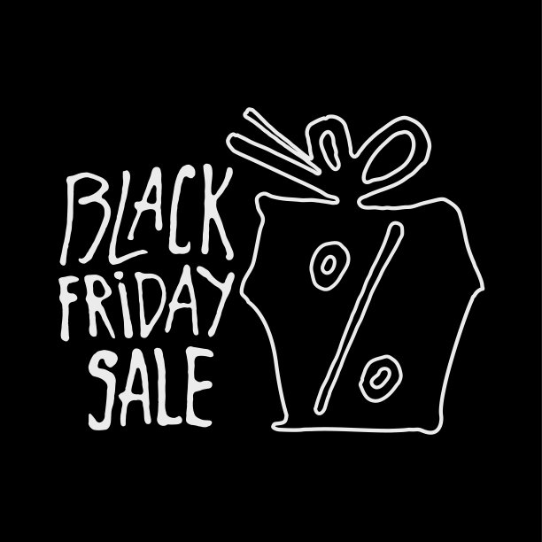 黑色星期五销售矢量模板。手写文字及包装盒折扣。图片下载