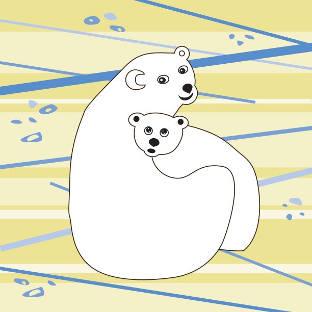 向量卡与北极熊，母亲拥抱婴儿素材图片