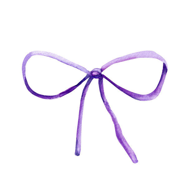 一个蝴蝶结的淡紫色丝带特写。手绘水彩插图孤立的白色背景。用于礼品、贺词、婚礼、请柬、贺卡、贴纸设计。图片下载