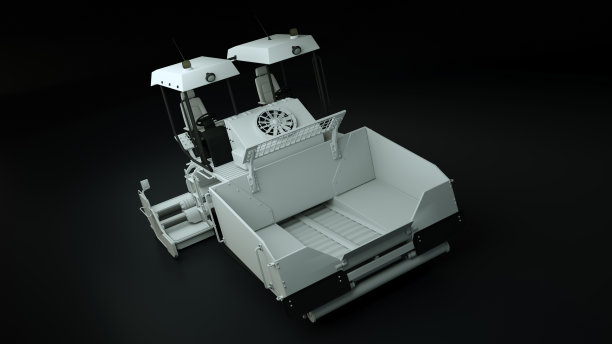 白色沥青铺路机的3d渲染图图片下载