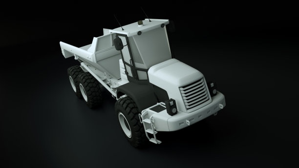 一个铰接式倾卸卡车的3d渲染图图片下载