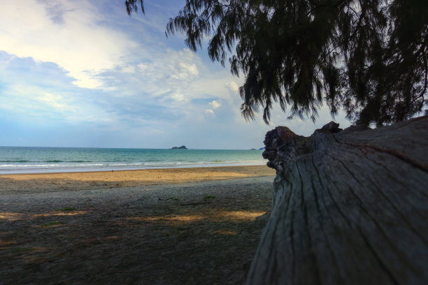 沙滩和云彩天空背景图片下载