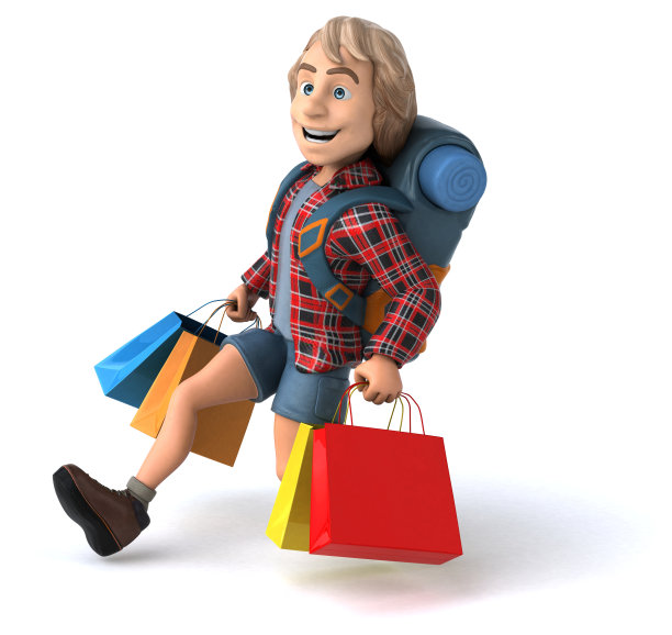 男人独自旅行背包客- 3D插图图片下载