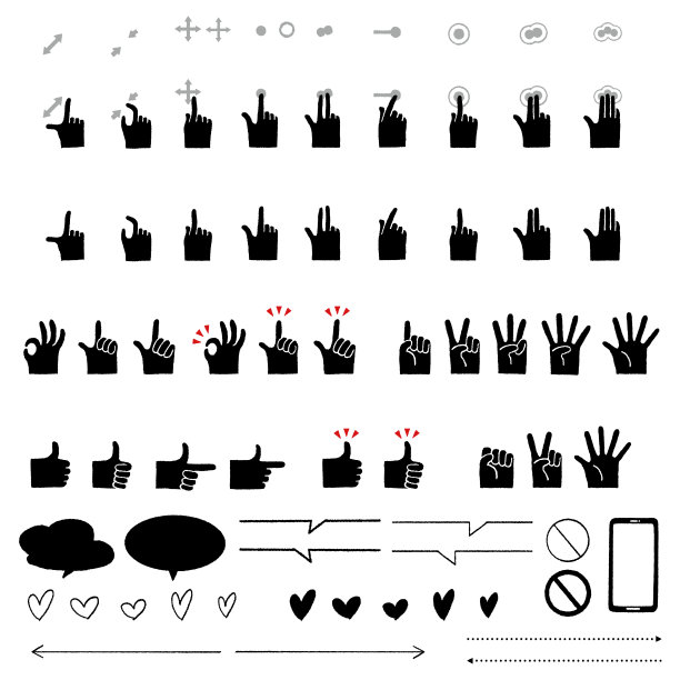 手势，触摸，矢量图标设置图片下载