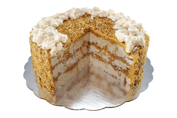 焦糖奶油杏仁饼和胡桃孤立在白色背景图片下载