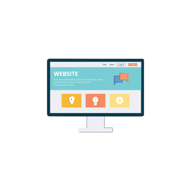 现代网站布局上的卡通监视器图片下载