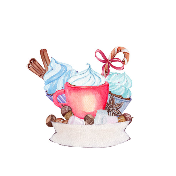 水彩圣诞插画与冷杉树枝，节日花和装饰品。圣诞贺卡。冬天的设计。圣诞快乐。新年快乐。图片下载