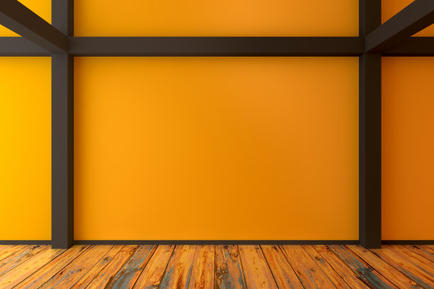 抽象空黄色房间-阁楼概念- 3d插图图片下载