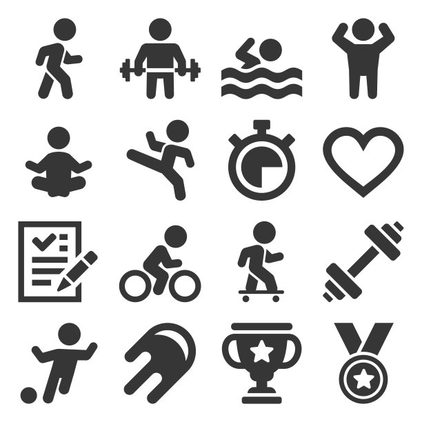 健康运动和健身图标设置。向量图片下载