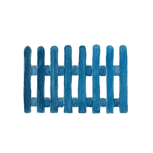 水彩手绘栅栏孤立的白色背景。图片下载