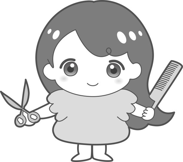 拿着剪刀和梳子的可爱女孩图片下载