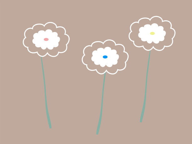 花的背景色为咖啡色，平底风格图片下载