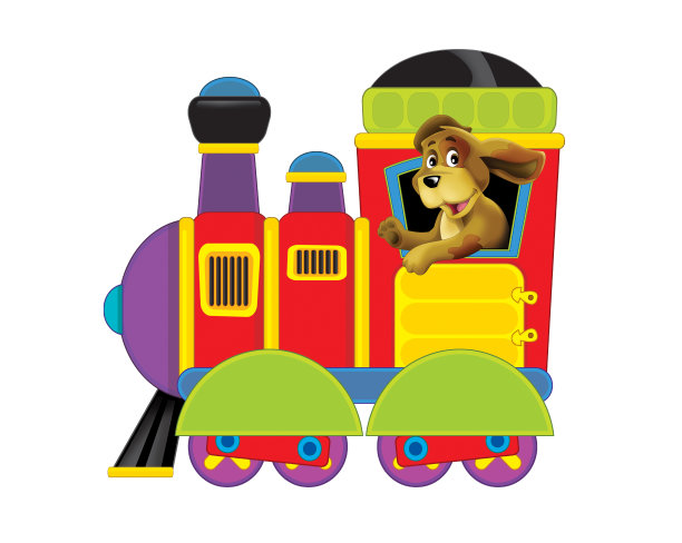 卡通有趣的蒸汽火车在白色的背景图片下载