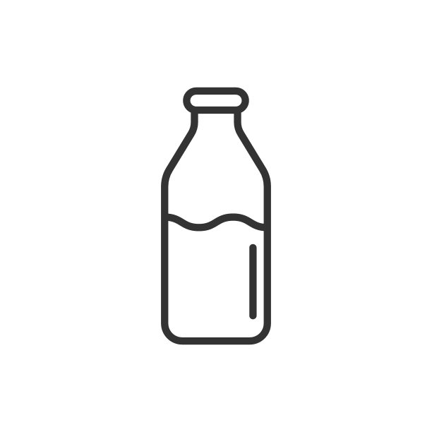 扁平风格的牛奶瓶图标，白色背景烧瓶矢量图，饮品容器商业概念图片下载