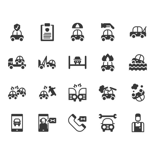 汽车保险图标和标志集图片下载