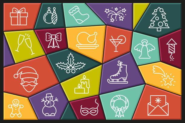 圣诞节和新年的象征。带有可编辑笔触的线性图标图片下载