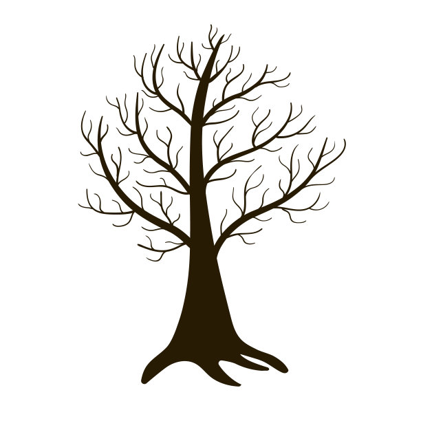 孤独的冬天树孤立在白色的背景。向量图片下载