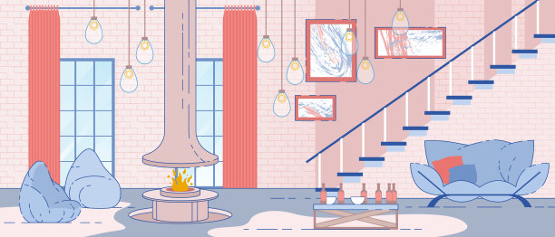 公寓阁楼室内平面矢量背景图片下载