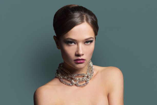 美丽美丽的魅力女人与晚妆和发型图片下载