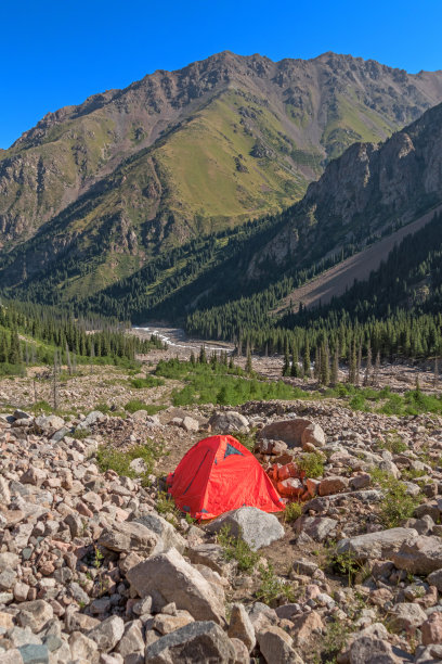 帐篷营地森林山脉图片下载