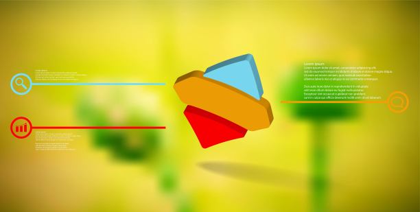 三维插图信息图形模板与压花弯曲菱形水平分为三个部分歪斜安排图片下载