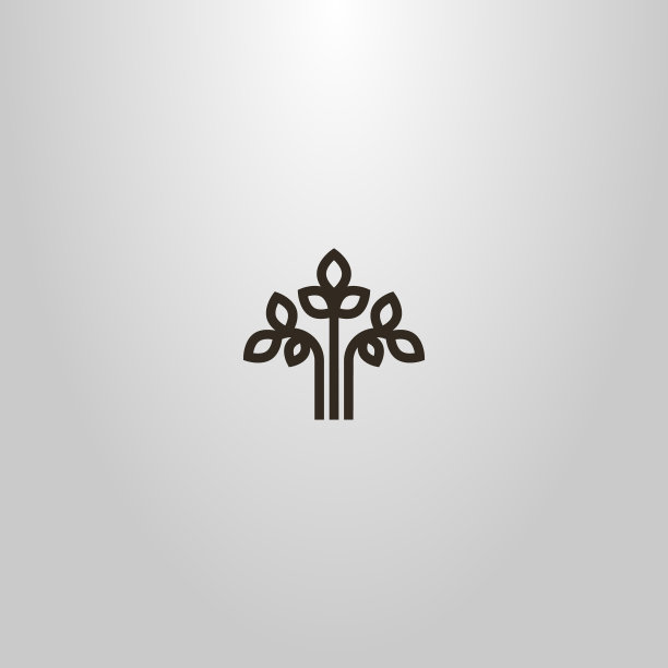 简单的矢量线艺术标志一种植物的三个分支与叶图片下载