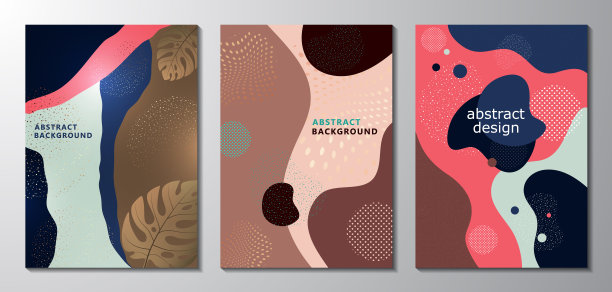 一套贺卡。明亮的抽象背景，彩色的波浪，流动的液体形式。现代动态平面设计的名片，邀请，礼品卡，传单，小册子。图片下载