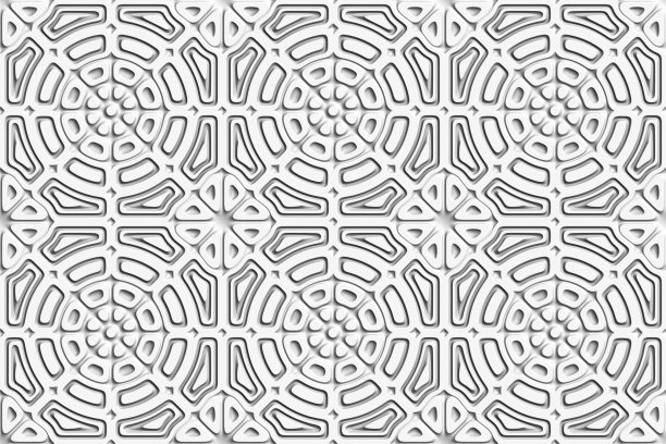 抽象几何3D白色背景。无缝模式。绘制插图。图片下载