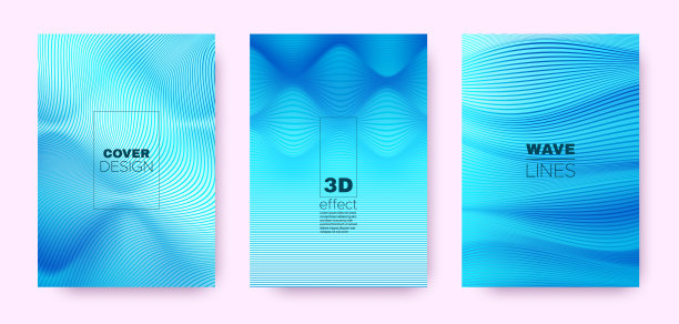 3 d线的概念。波流的海报。蓝色的现代图片下载
