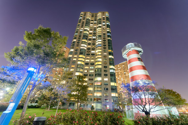 新泽西哈德逊河沿岸泽西城的夜景图片下载