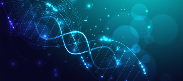 有DNA分子的科学模板，壁纸或横幅。矢量插图。图片下载