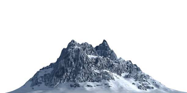 雪山孤立在白色背景3d插图图片下载