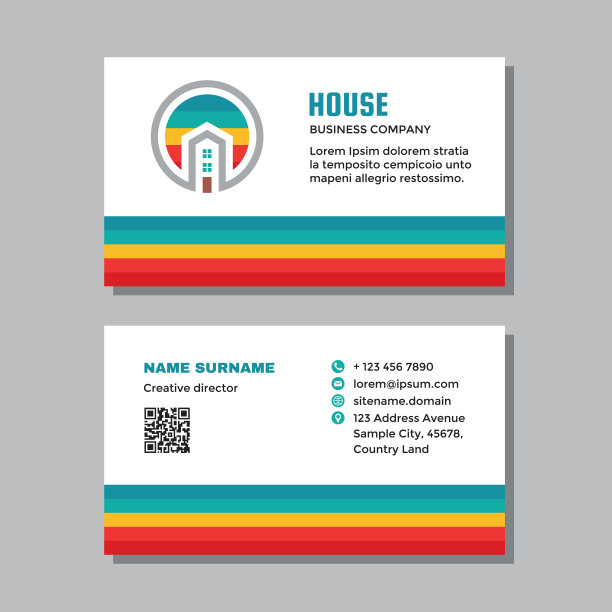 商务拜访卡模板概念设计。房地产建设房屋品牌。矢量插图。图片下载